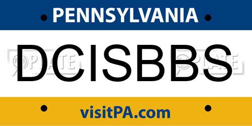 DCISBBS Pennsylvania License Plate