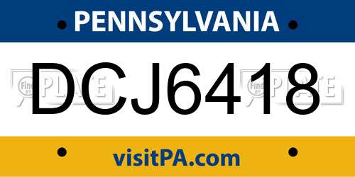 DCJ6418 Pennsylvania License Plate