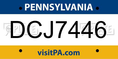DCJ7446 Pennsylvania License Plate