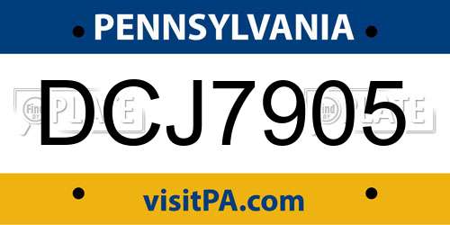 DCJ7905 Pennsylvania License Plate