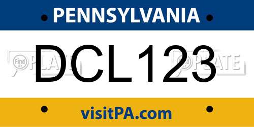 DCL123 Pennsylvania License Plate