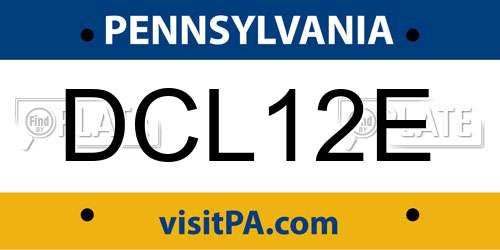 DCL12E Pennsylvania License Plate