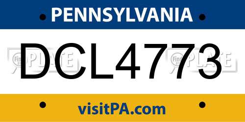 DCL4773 Pennsylvania License Plate