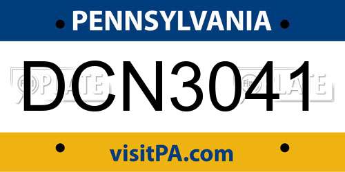 DCN3041 Pennsylvania License Plate