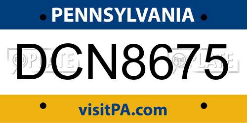 DCN8675 Pennsylvania License Plate