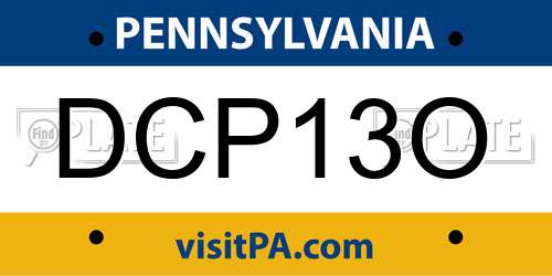 DCP13O Pennsylvania License Plate