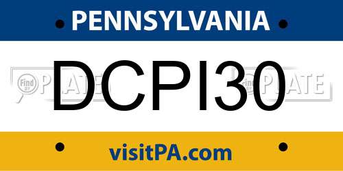 DCPI30 Pennsylvania License Plate