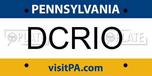 DCRIO Pennsylvania License Plate