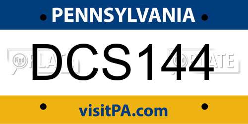 DCS144 Pennsylvania License Plate