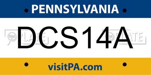 DCS14A Pennsylvania License Plate