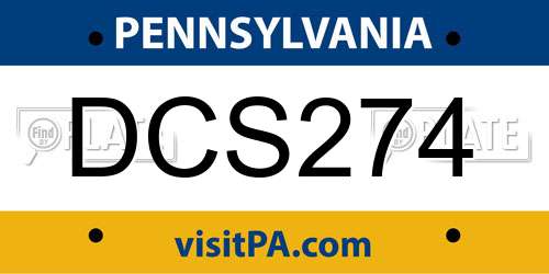 DCS274 Pennsylvania License Plate