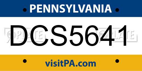 DCS5641 Pennsylvania License Plate
