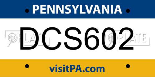 DCS602 Pennsylvania License Plate