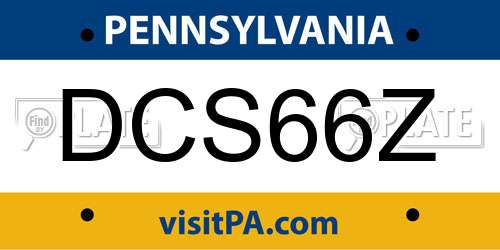 DCS66Z Pennsylvania License Plate