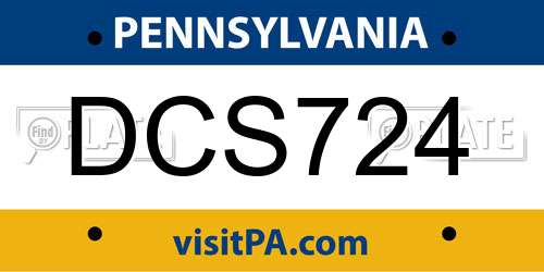 DCS724 Pennsylvania License Plate