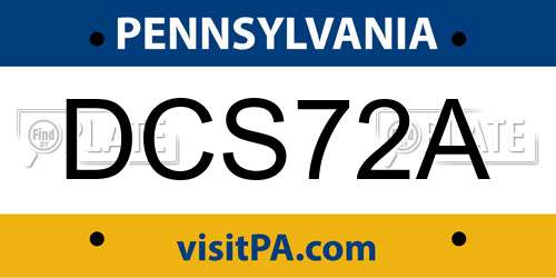 DCS72A Pennsylvania License Plate