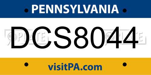 DCS8044 Pennsylvania License Plate