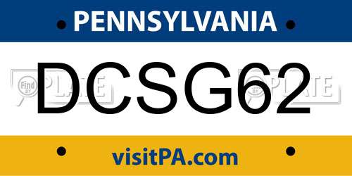 DCSG62 Pennsylvania License Plate