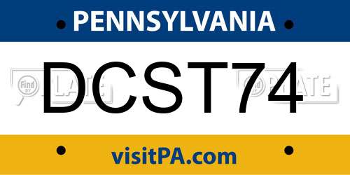 DCST74 Pennsylvania License Plate