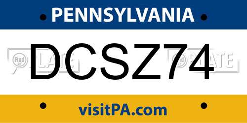 DCSZ74 Pennsylvania License Plate