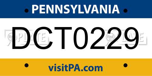 DCT0229 Pennsylvania License Plate