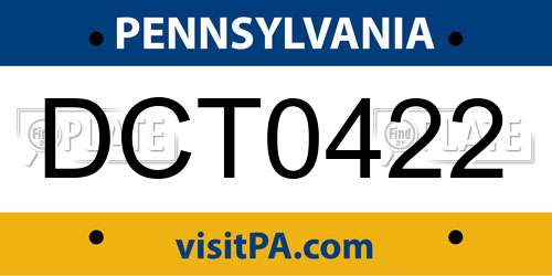 DCT0422 Pennsylvania License Plate