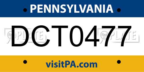 DCT0477 Pennsylvania License Plate