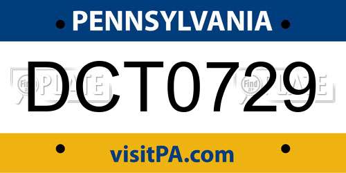 DCT0729 Pennsylvania License Plate