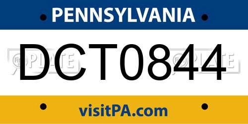 DCT0844 Pennsylvania License Plate