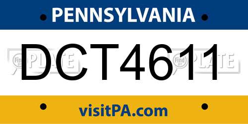 DCT4611 Pennsylvania License Plate