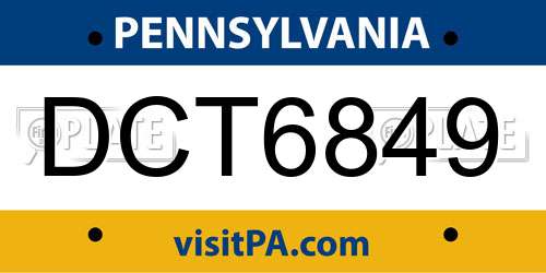 DCT6849 Pennsylvania License Plate