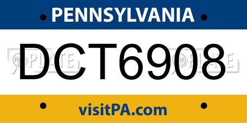DCT6908 Pennsylvania License Plate