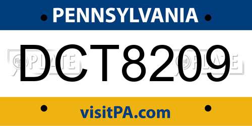 DCT8209 Pennsylvania License Plate