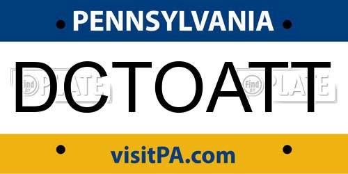DCTOATT Pennsylvania License Plate
