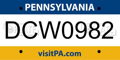DCW0982 Pennsylvania License Plate