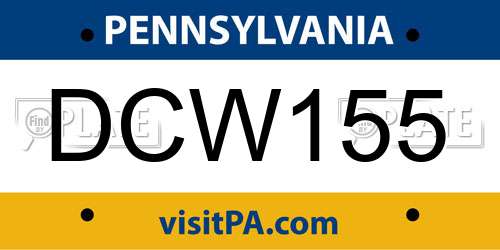 DCW155 Pennsylvania License Plate