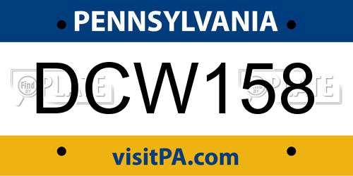 DCW158 Pennsylvania License Plate