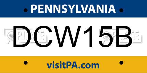 DCW15B Pennsylvania License Plate