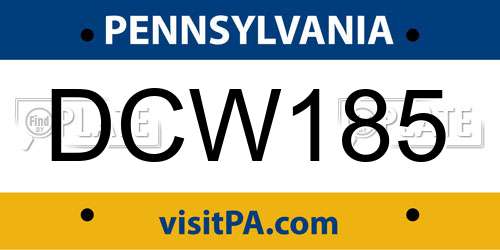 DCW185 Pennsylvania License Plate