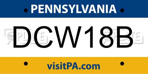 DCW18B Pennsylvania License Plate
