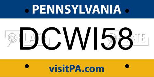 DCWI58 Pennsylvania License Plate
