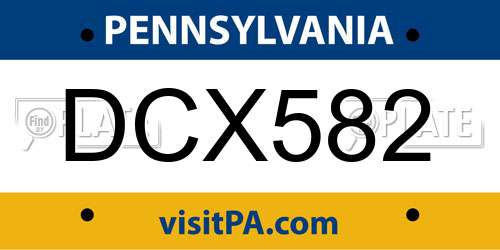 DCX582 Pennsylvania License Plate