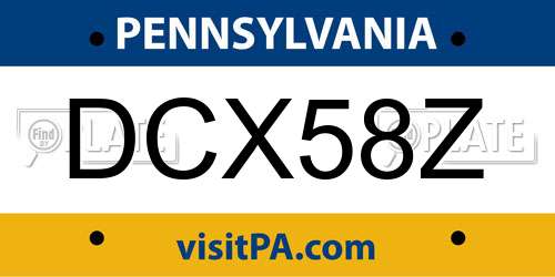 DCX58Z Pennsylvania License Plate