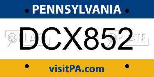 DCX852 Pennsylvania License Plate