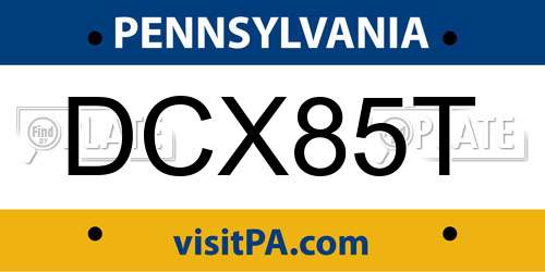 DCX85T Pennsylvania License Plate