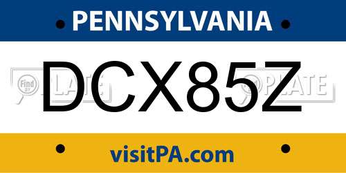 DCX85Z Pennsylvania License Plate