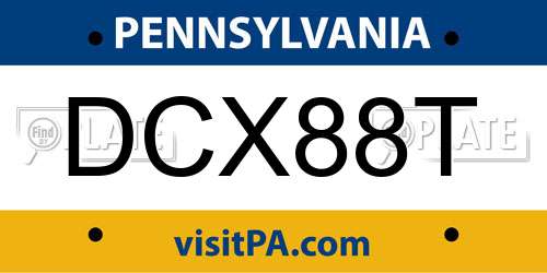 DCX88T Pennsylvania License Plate