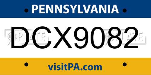 DCX9082 Pennsylvania License Plate