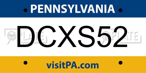 DCXS52 Pennsylvania License Plate