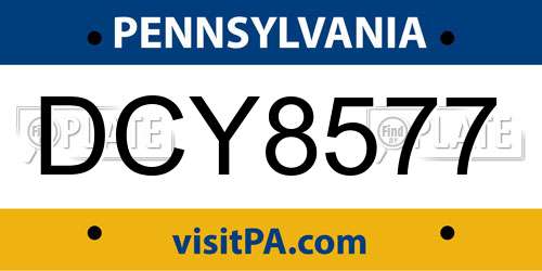 DCY8577 Pennsylvania License Plate